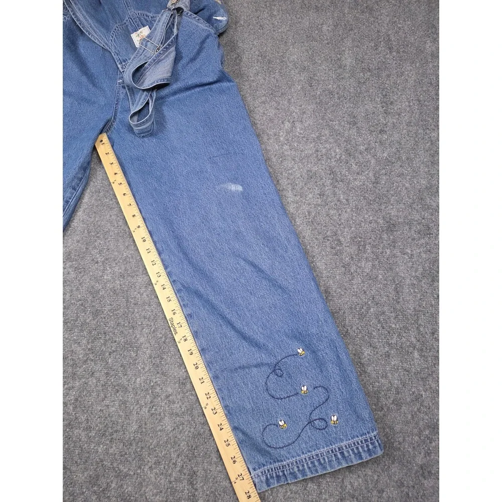 Disney Pooh Denim Overalls Womens Large Blue Winnie the Pooh Piglet Embroidered - Picture 9 of 14